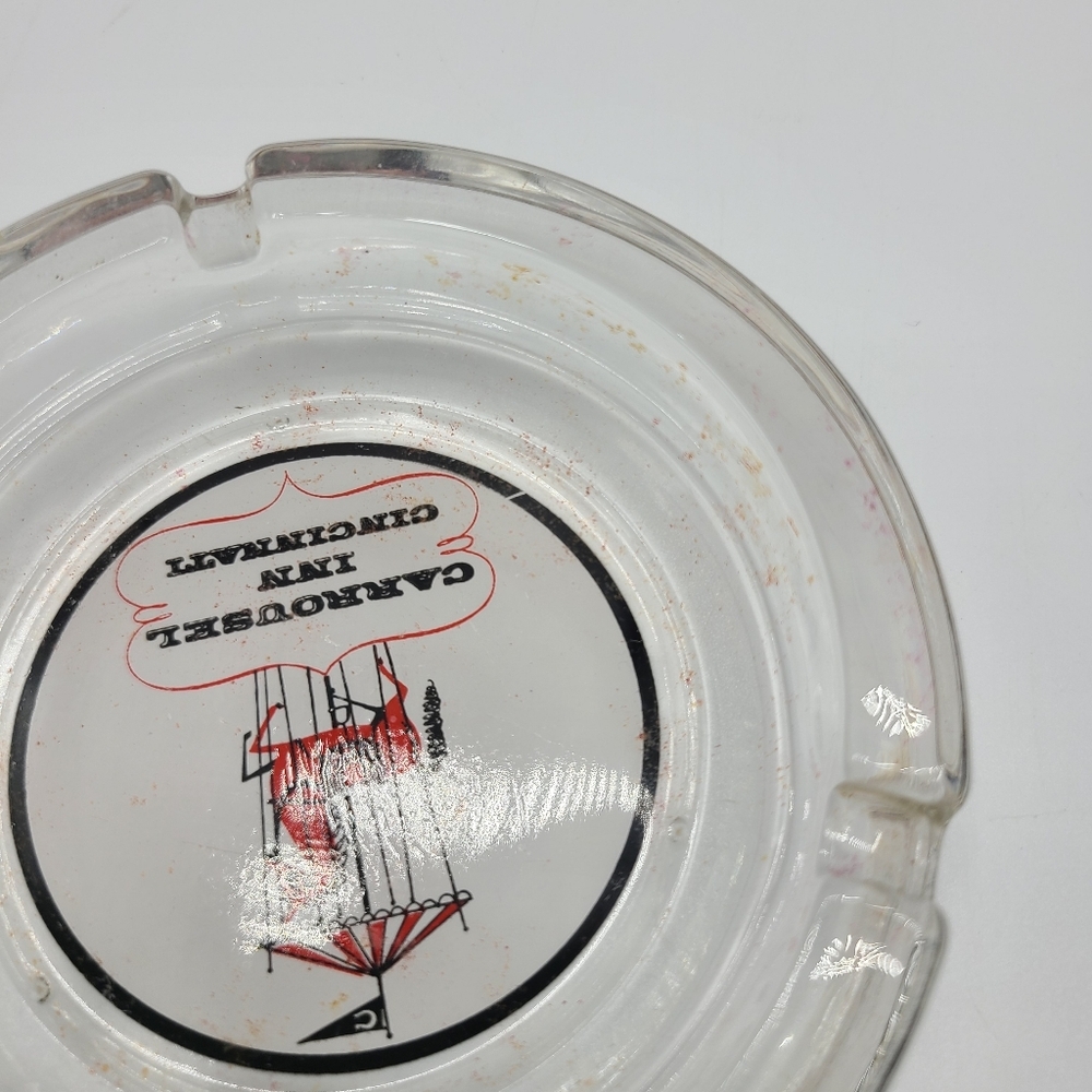 Vintage Carrousel Inn Cincinnati Ashtray Clear Glass Carousel Horse 4.5" - Picture 7 of 9